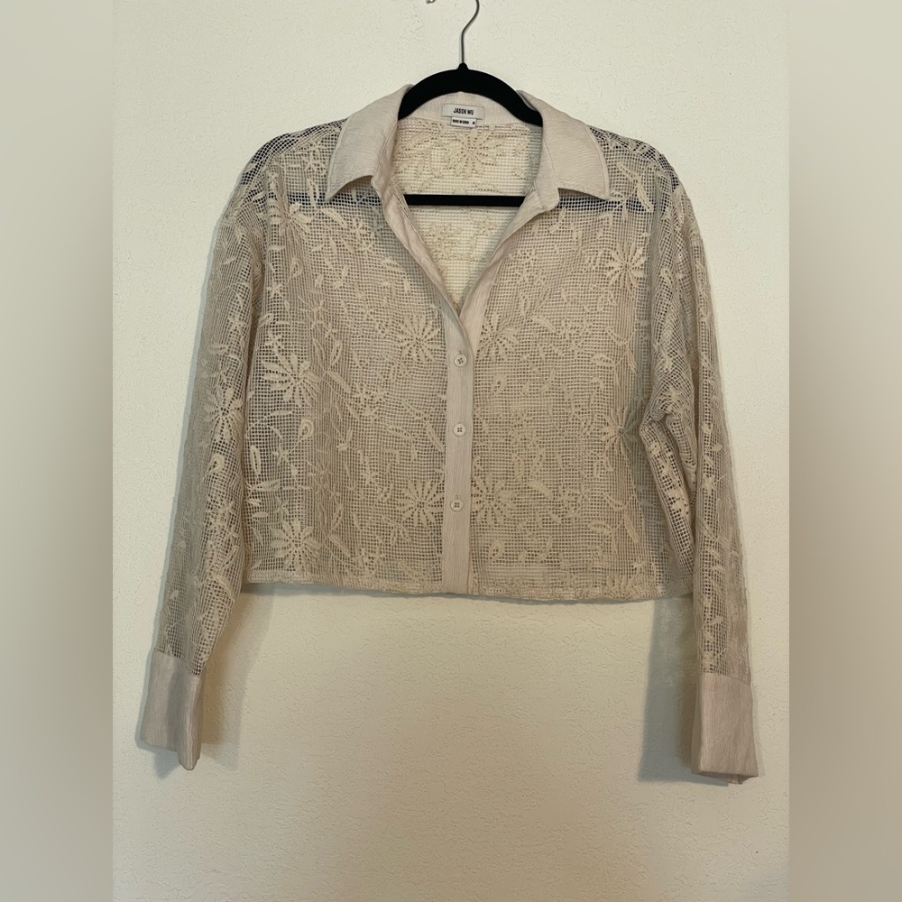 Jason Wu Cream Floral Crochet Blouse